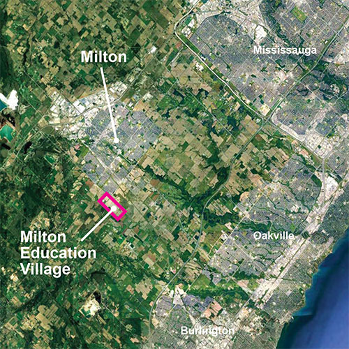 map showing location of Milton campus