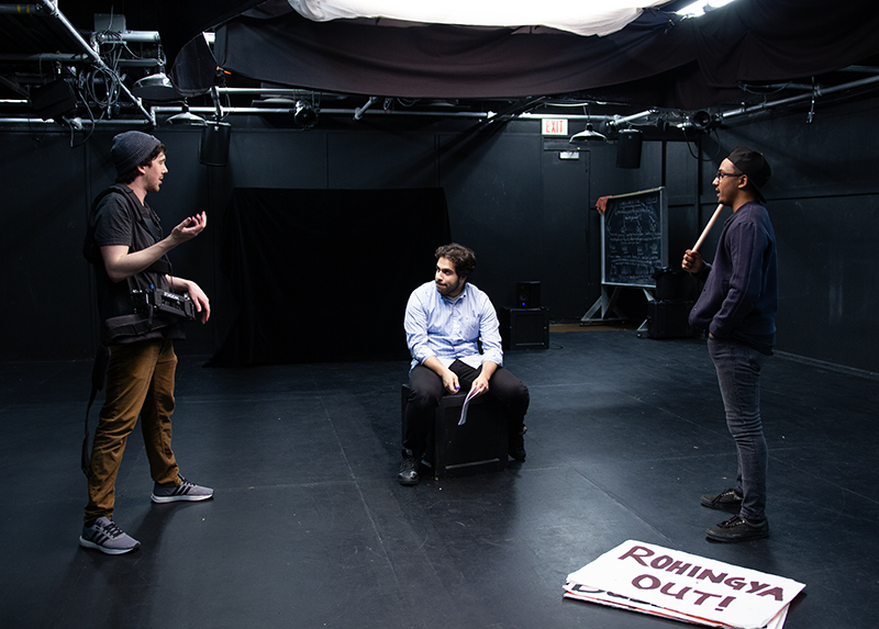 Yusuf Zine on the set of I Am Rohingya