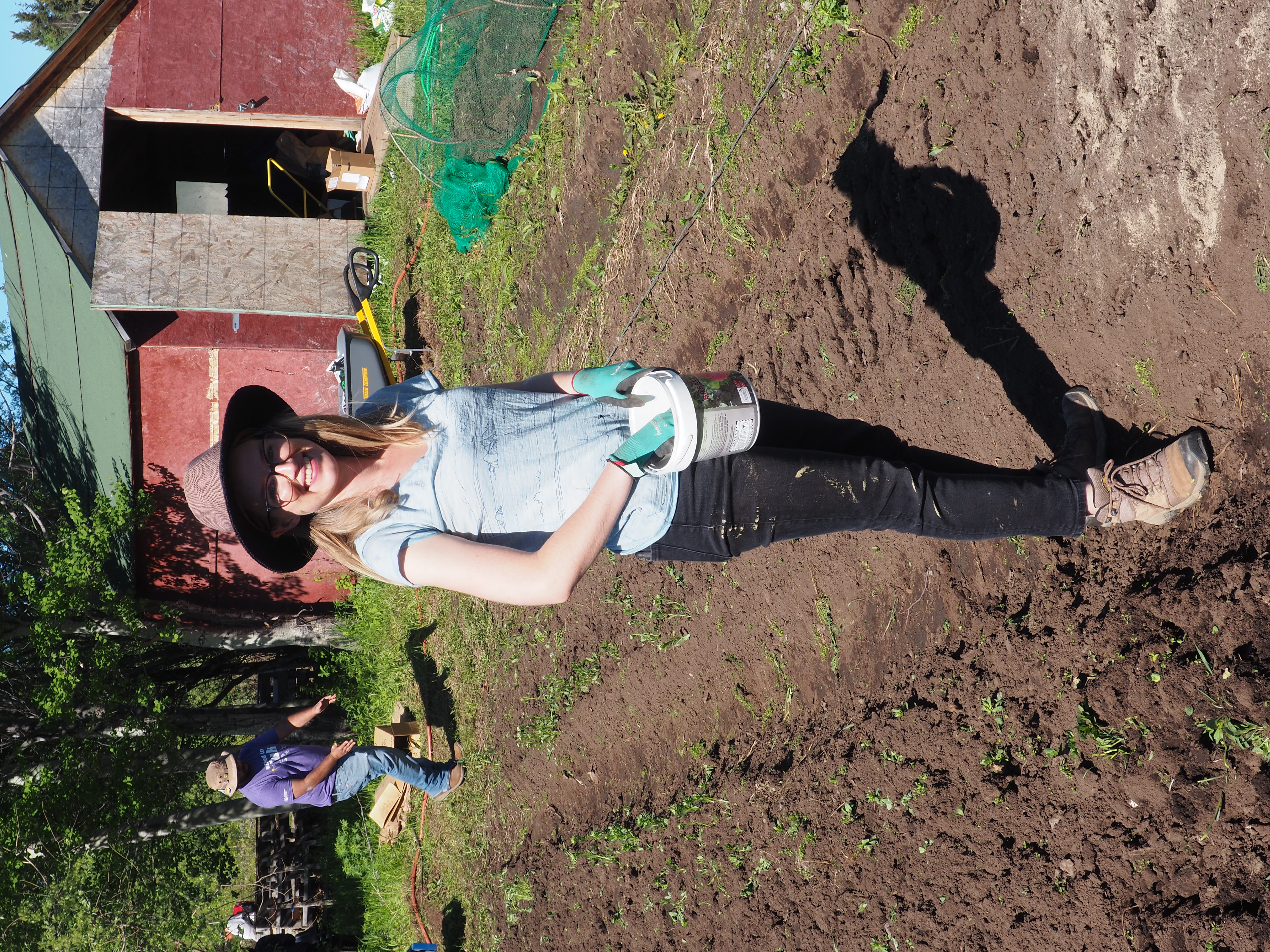 Carla Johnston working in a community garden in Kakisa, NWT