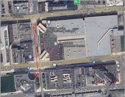 The image below highlights that path from Grand River Hall to One Market 