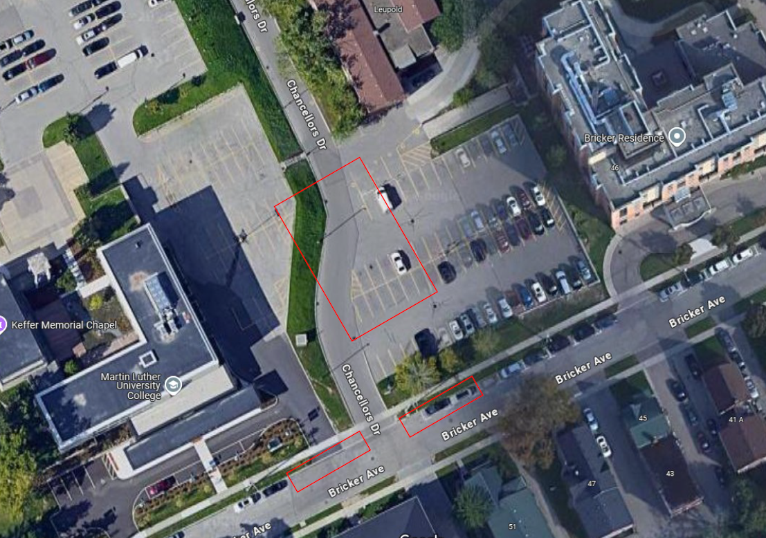 campus map displaying the closure area of Lot 1 and Chancellors Drive