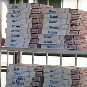 Boxes of pizzas