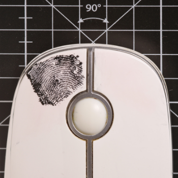 fingerprint on a white computer mouse
