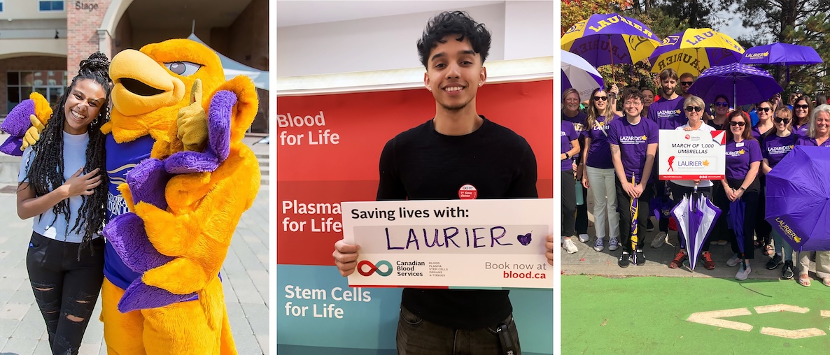 A collection of three photos featuring Laurier community members